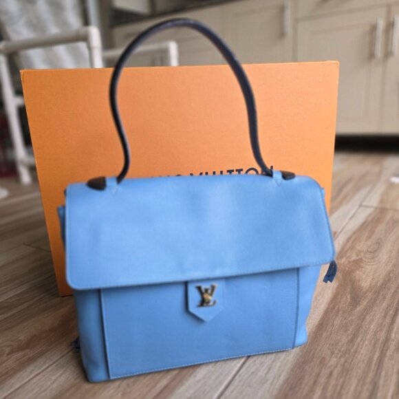 Louis Vuitton Lockme Calfskin Bleuet Top Handle Handbag - Picture 1 of 14